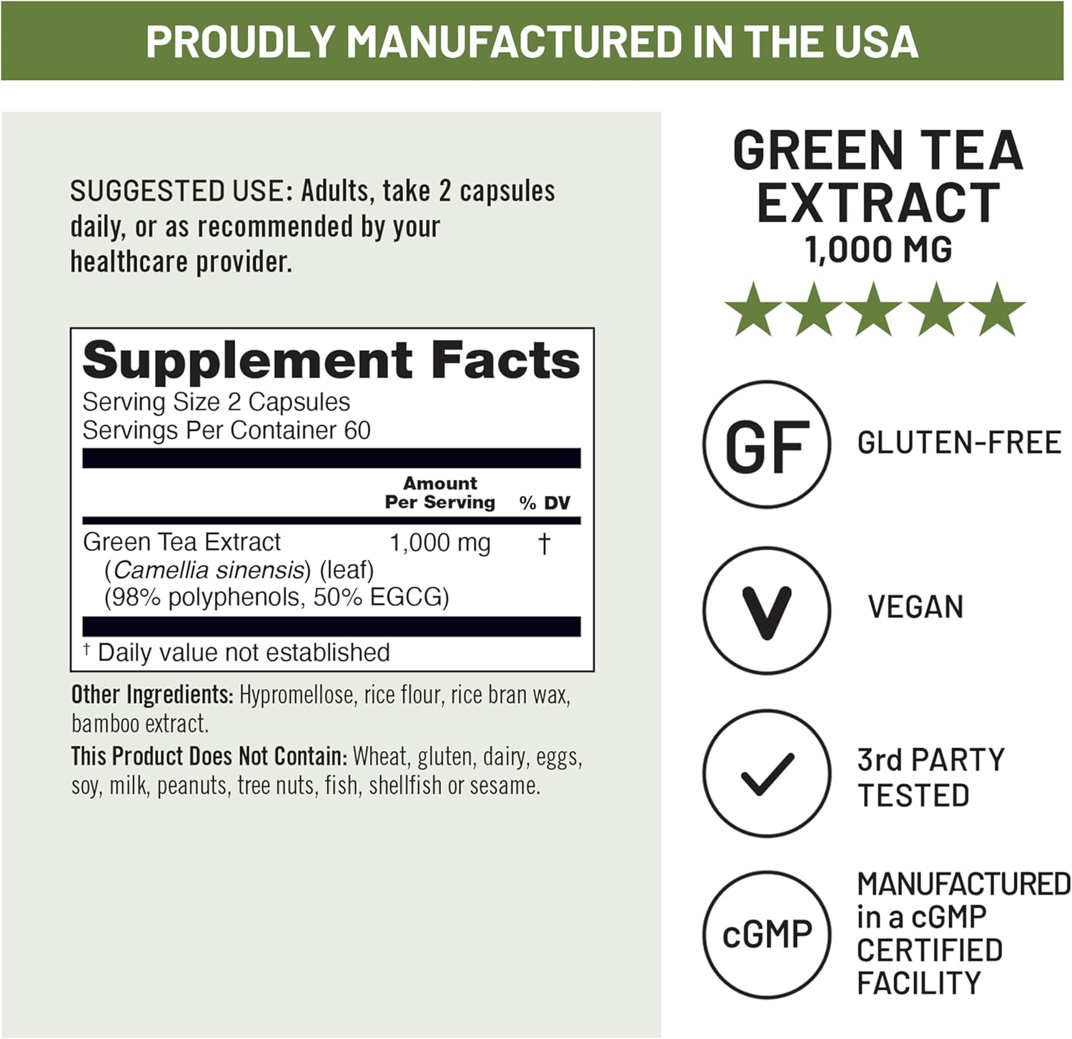 NatureWise Green Tea Extract Capsules 1000 mg - 50% EGCG & 98% Polyphenols - Extra Strength Green Tea Pills - Antioxidants for Heart Health & Energy - Vegan, Non-GMO - 120 Count[90-Day Supply]