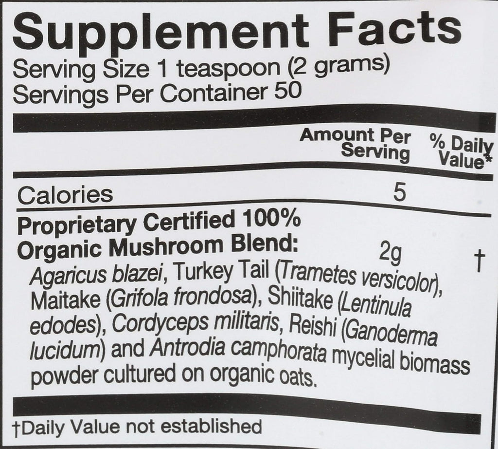OM MUSHROOM SUPERFOOD Immune Blend Mushroom Powder Superfood Supplement, 3.5 Ounce, 50 Servings, Mushroom Blend, Reishi & Turkey Tail; Daily Immune Support Supplement