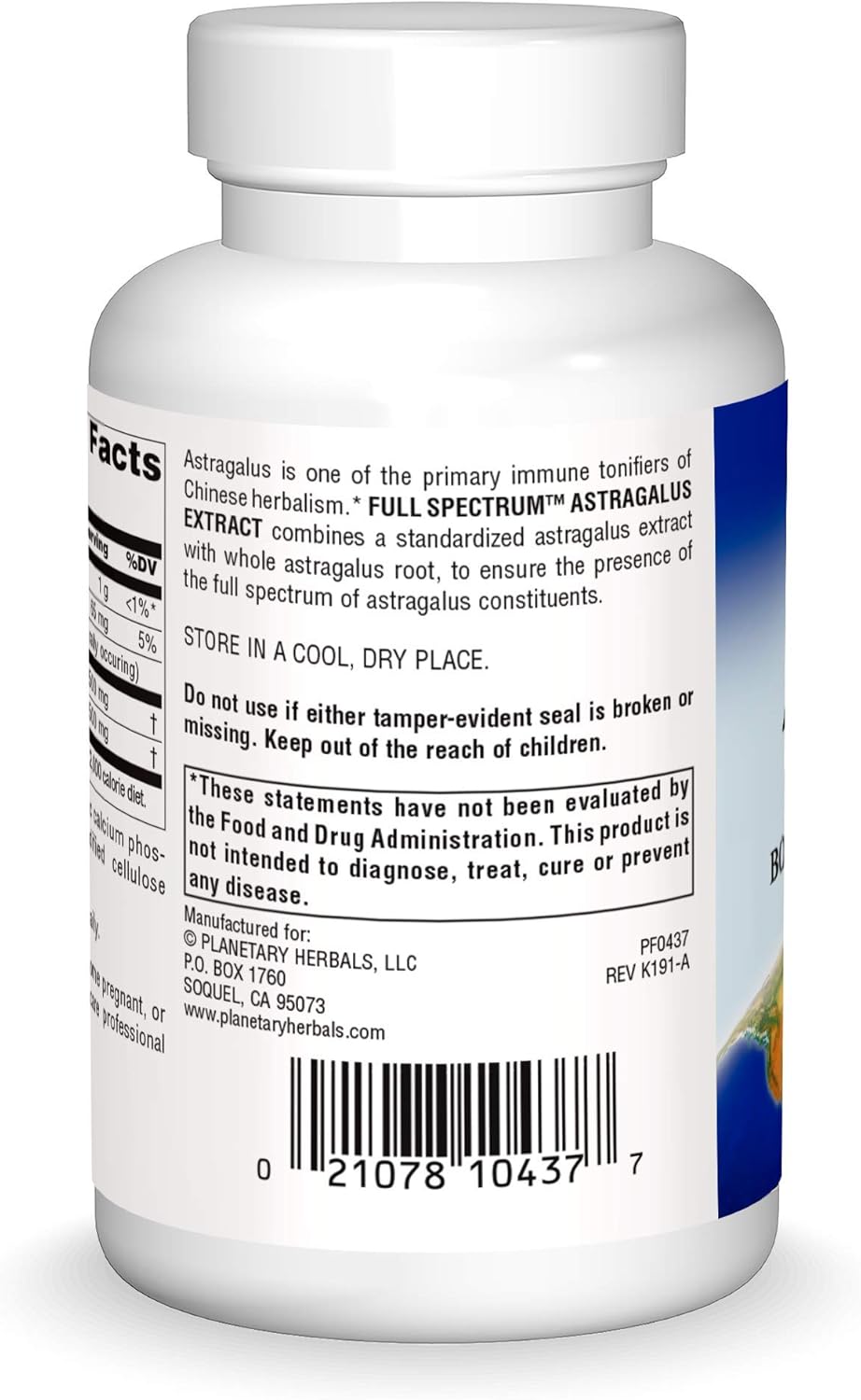 Planetary Herbals Full Spectrum Astragalus Extract, Botanical for Immune System Support*, 500 mg - 120 Tablets