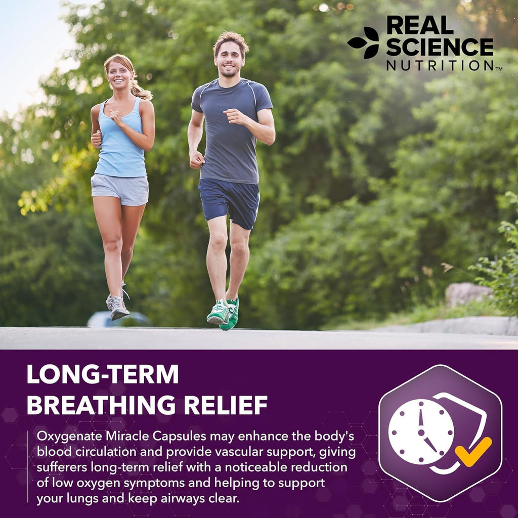 Real Science Oxygenate Miracle (Pack of 3) – Lung Support Supplement to Help Relieve Wheezing, Shortness of Breath, Rapid Heart Rate & Fatigue – for Clear Lungs & Breath Support, 60 Caps Each