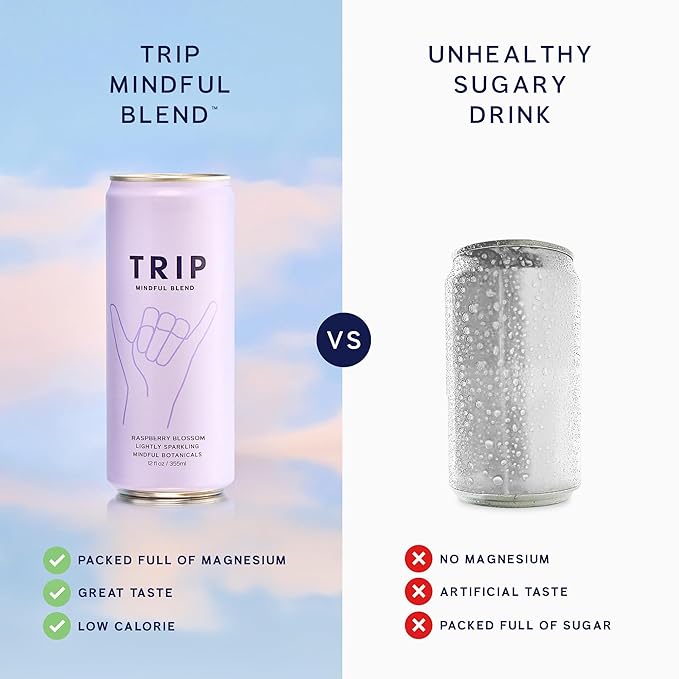 TRIP Lightly Sparkling Adaptogen Seltzer, Non-Alcoholic Mocktail with Magnesium, Ashwagandha, Lions Mane & L Theanine, No Added Sugar, Vegan, Citrus Berry Variety Pack, 12 Oz, 12Pk