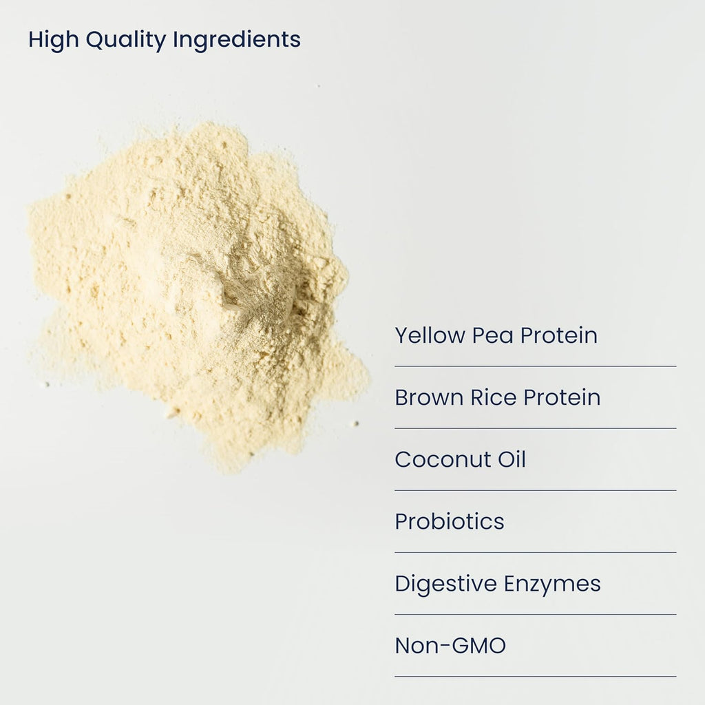 Nourify Plus Plant-Based Protein Shake - All Natural Vegan Protein Powder, High Protein & Low Sugar, Gluten Free, Soy Free & Dairy Free, Vanilla Protein Powder (27.7 oz)