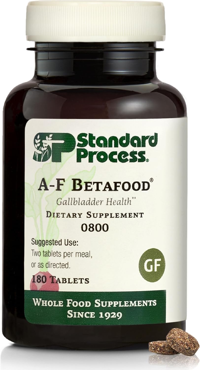 Standard Process Inc. A-F Betafood - Gluten-Free Liver Support, Cholesterol Metabolism, and Gallbladder Support Supplement with Vitamin A, Iodine, Vitamin B6-180 Tablets