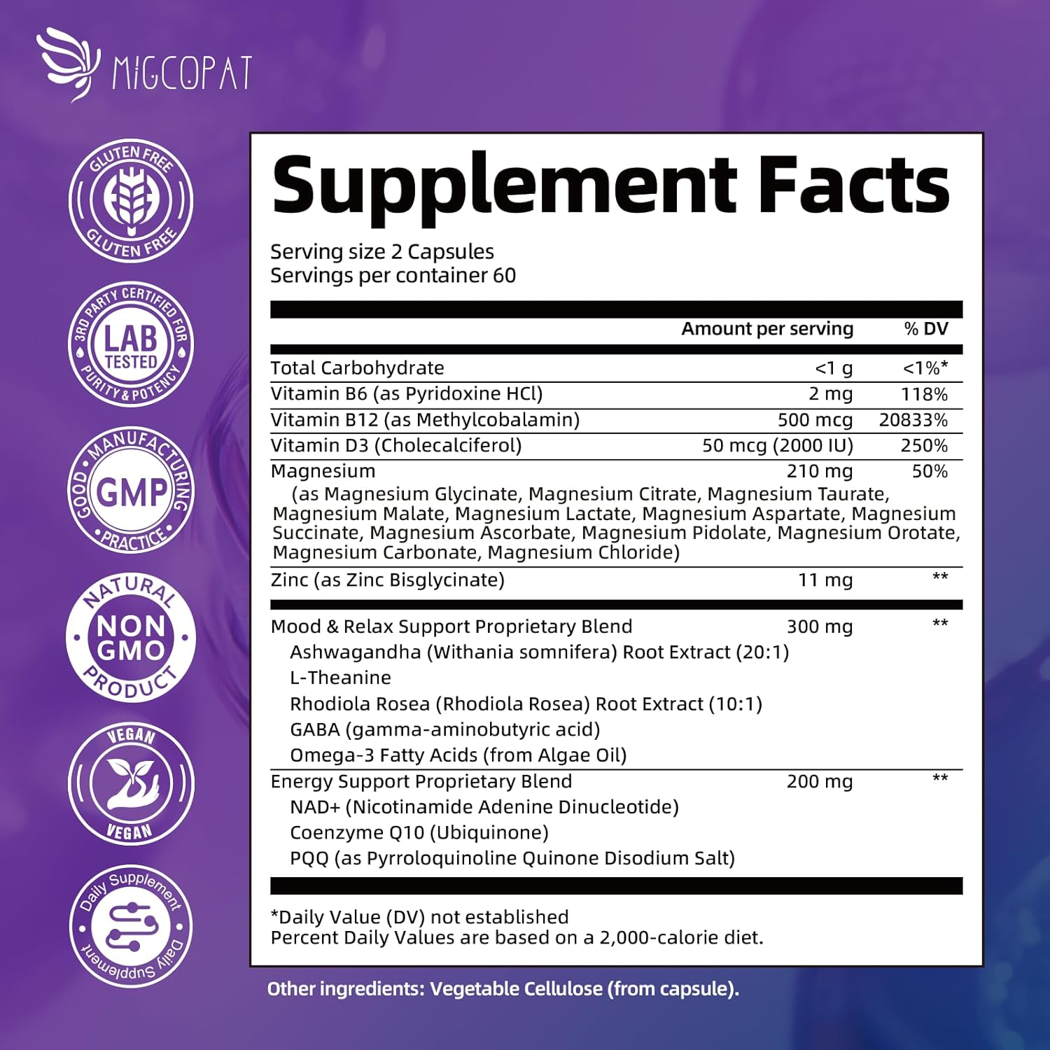 Magnesium Complex with Ashwagandha, L-Theanine & NAD+ | 24-in-1 Chelated Blend with Glycinate, Malate, Citrate & More | Supports Calm, Energy, Muscle & Sleep | Non-GMO, 120 Vegan Capsules