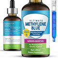 Methylene Blue Pharmaceutical Grade, 2 Fl oz Methylene Blue Drops, Supports Brain Health, Focus, Increased Absorption, Liquid Formula with Dropper, No Formaldehyde & GMO