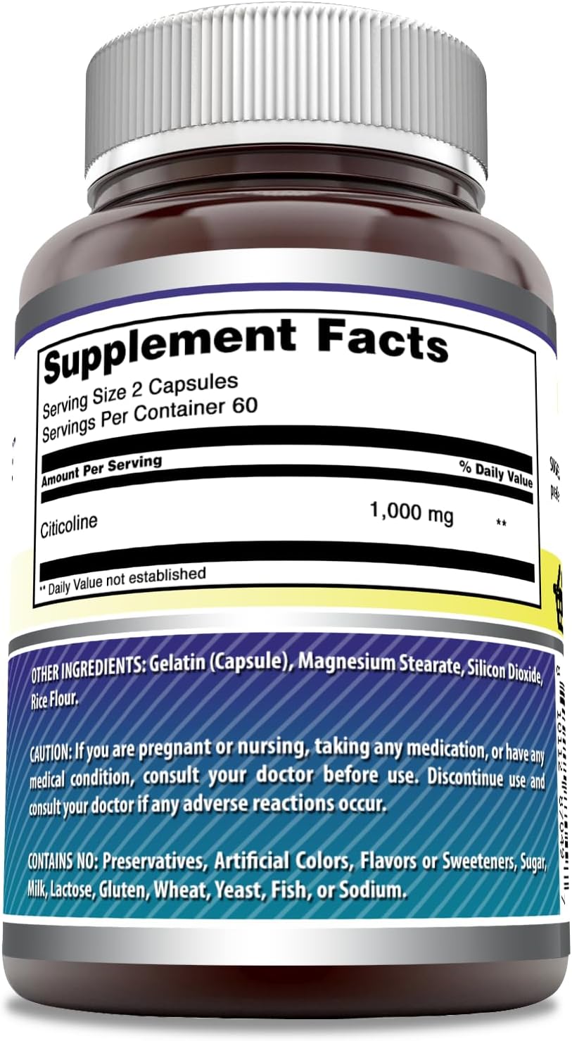 Amazing Formulas Citicoline Supplement | 1000 Mg per Serving | 120 Capsules | Non-GMO | Gluten-Free | Made in USA