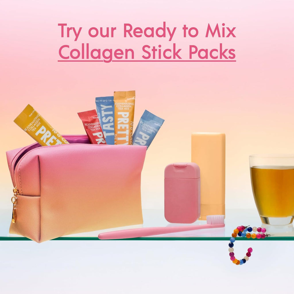 Pretty Tasty Radiance Collagen Tea - Beauty and Wellness - 10g Collagen Peptides Mix - (12 Pack) Lemon