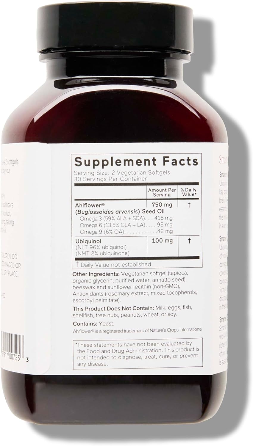 SMARTERNUTRITION Ubiquinol 100mg + Natural Plant-Based Complete Omega 3 6 9 - Clinically Studied Ahiflower® Oil - Ultra Absorption CoQ10 for Heart Support - Non-GMO - 360 Softgels[180-Day Supply]