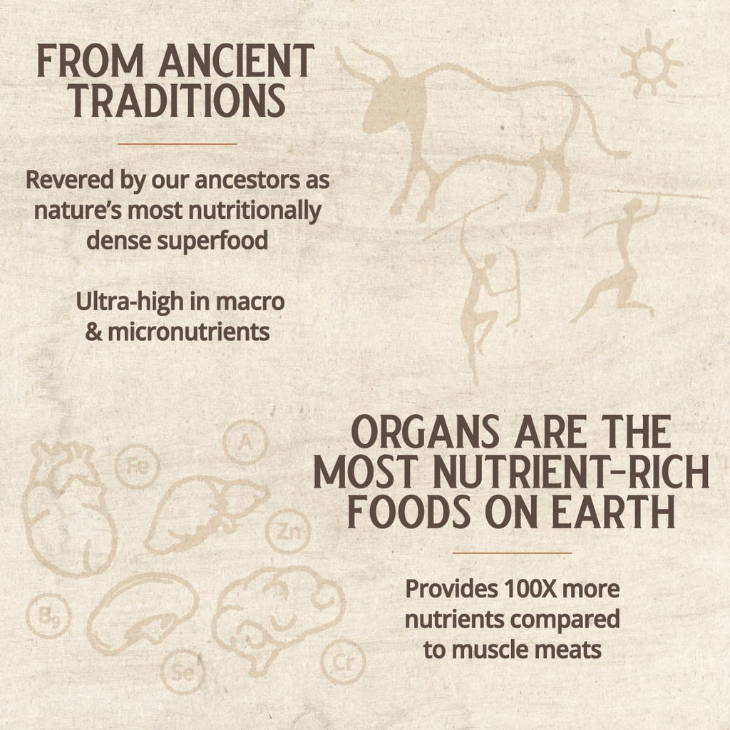Grass Fed Bovine Organ Complex: Liver, Spleen, Kidney, Heart, Pancreas (600 Mg per Organ per Capsule), 3000 Mg per Serving (30 Servings)