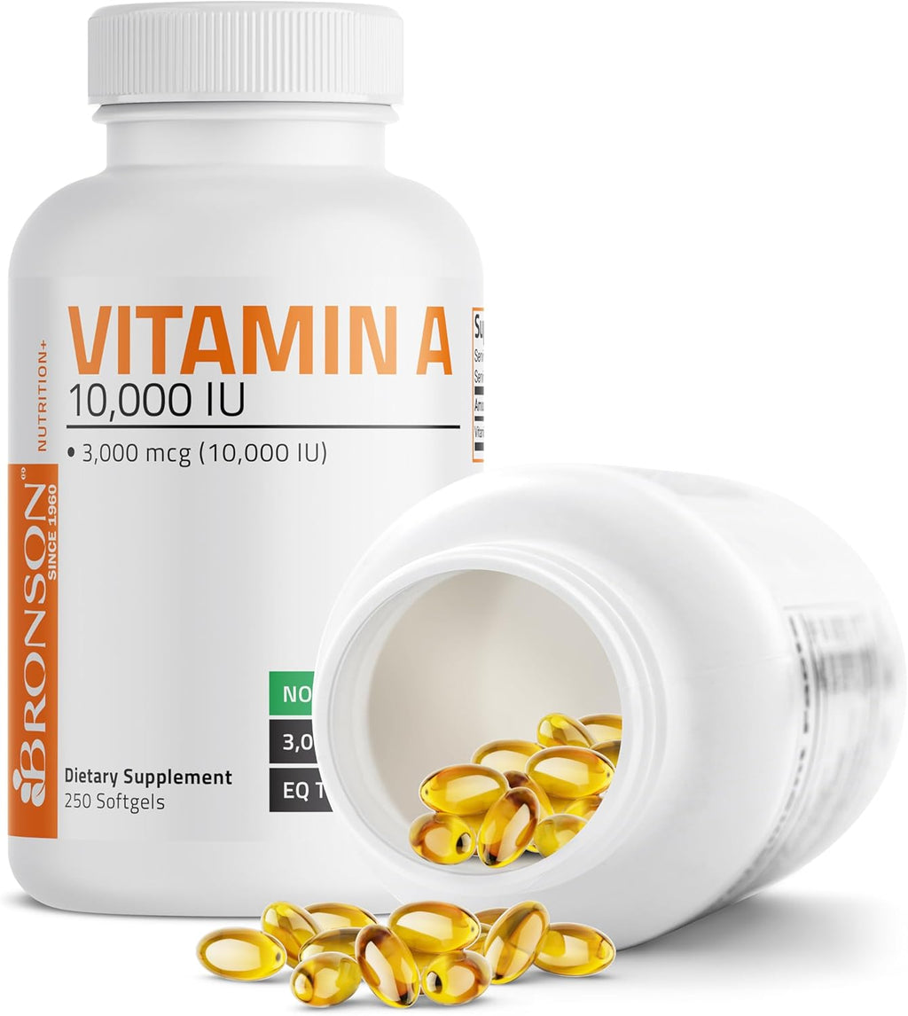 Bronson Vitamin A 10,000 IU Premium Non-GMO Formula Supports Healthy Vision & Immune System and Healthy Growth & Reproduction, 250 Softgels
