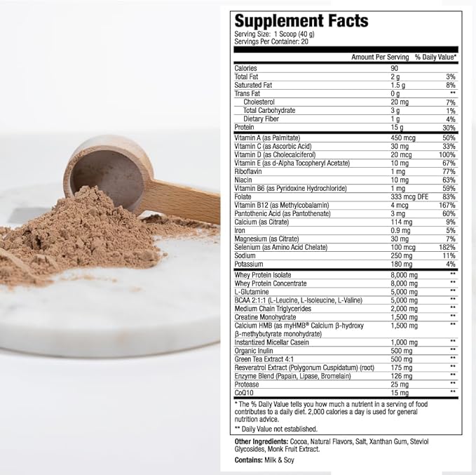 MEND Regenerate, Post Workout Recovery, Immune Support, and Sports Nutrition Supplement for Men and Women - Natural, Gluten Free, and Non-GMO - Cocoa Protein Powder, 20 Servings