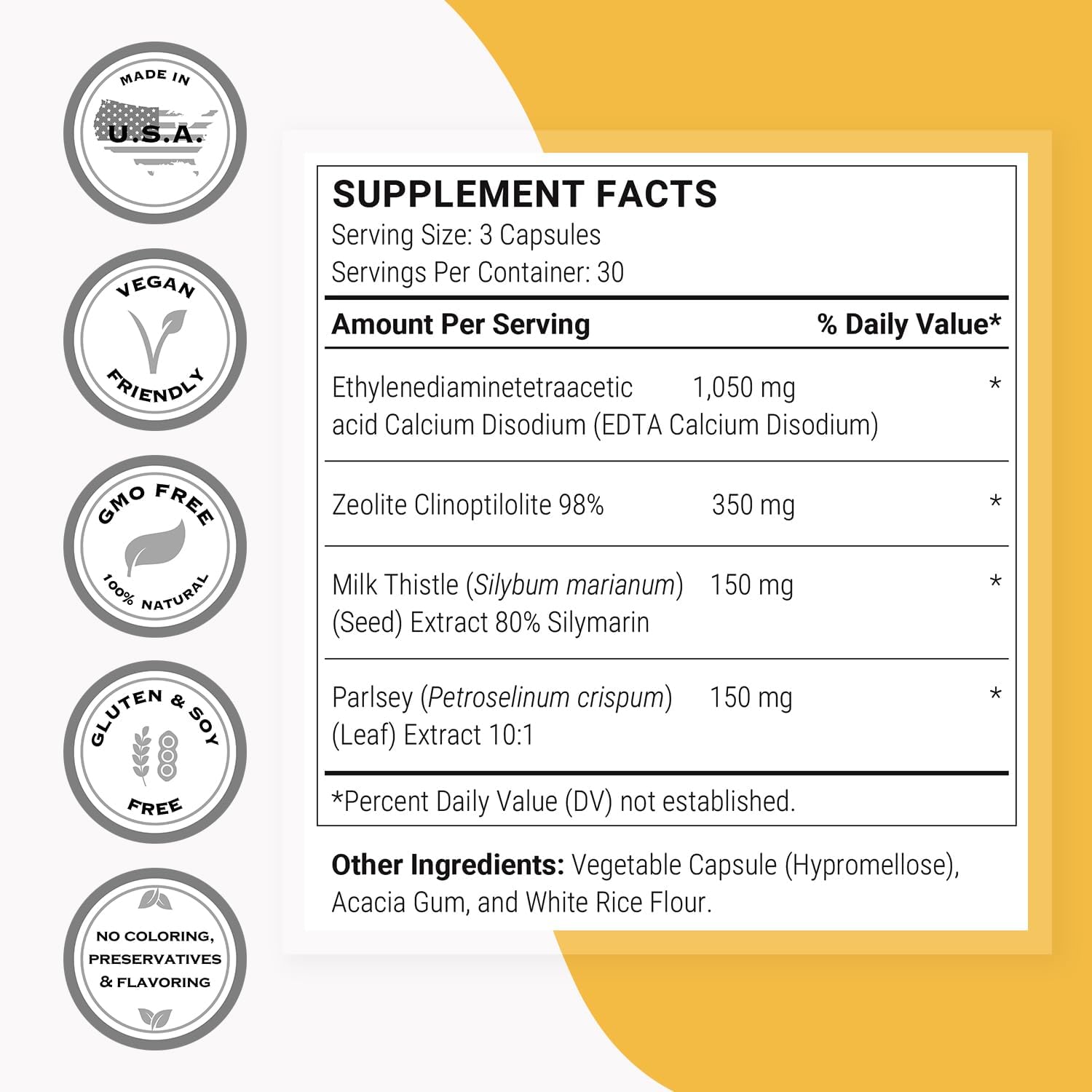 Supersmart - EDTA Zeolite 98% (Advanced Formula) - with Milk Thistle & Parsley - High Potency Supplement | Made in USA | Non-GMO & Gluten Free - 90 Vegetarian Capsules