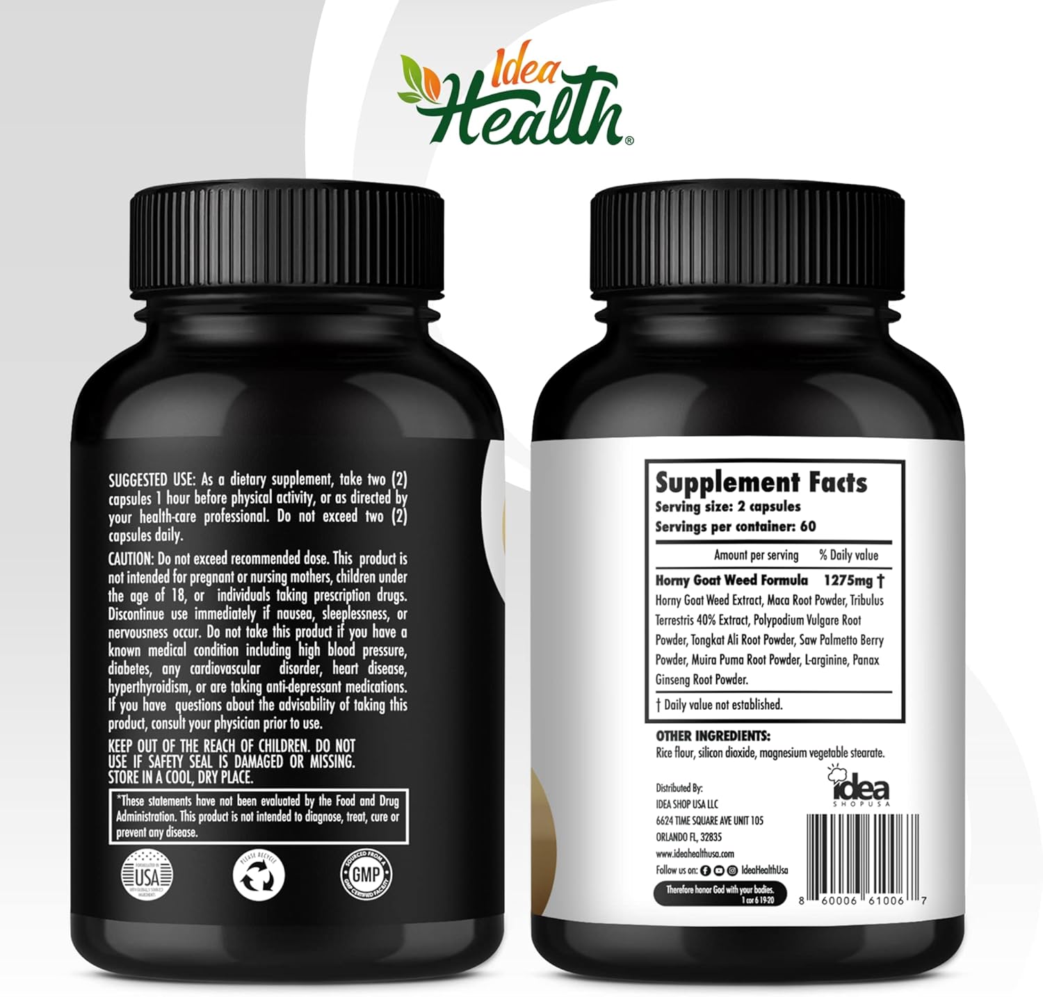 Horny Goat Weed 1275 mg MAX STRENGTH w/Maca (2 Month Supply) - Energy & Performance Complex for Men and Women | 120 Vegan Capsules