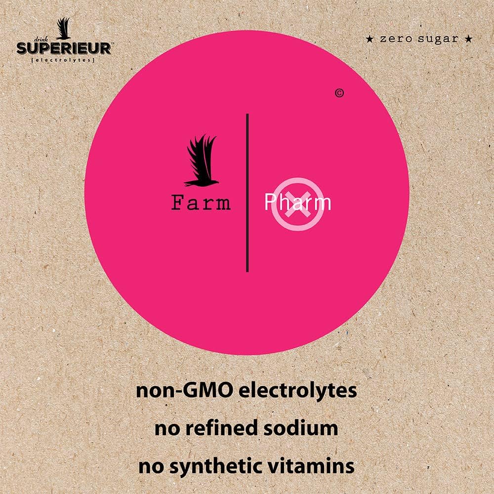 Superieur Electrolyte Powder Packets - Vegan Electrolyte Hydration Powder w/Sea Minerals - Keto Friendly, Non-GMO, Zero Sugar Electrolyte Supplement - Healthy Sports Drink - Watermelon (14 Packets)