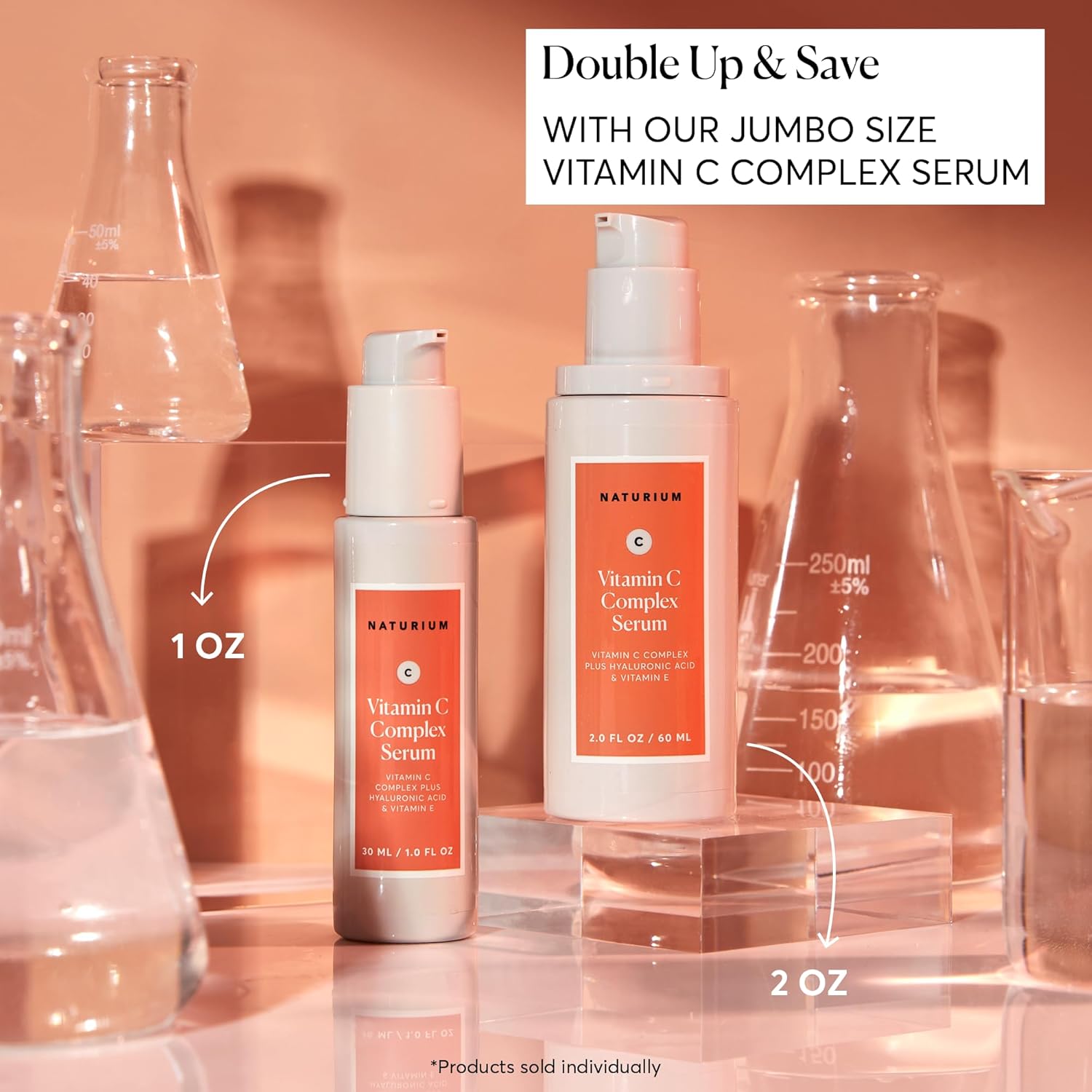 Naturium Vitamin C Complex Face Serum Jumbo, Anti-Aging Facial Treatment with Hyaluronic Acid & Vitamin E, 2 oz