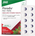 Floradix Iron Tablets - Iron Supplement with Folic Acid, Vitamin C & More - Energy Support* - Vegetarian, Gluten-Free - 120 Tablets