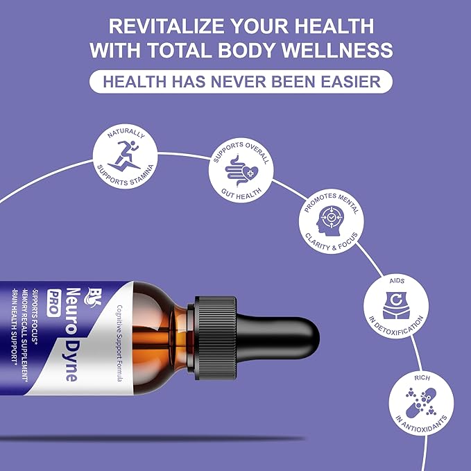 BLUE VIBE NeuroDyne Drops, Neuro Dyne Advanced Strength Overall Health & Wellness Support Supplement, NeuroDyne Premium All Natural Daily Health and Overall Energy Formula (5 Pack - 10oz / 300ml)