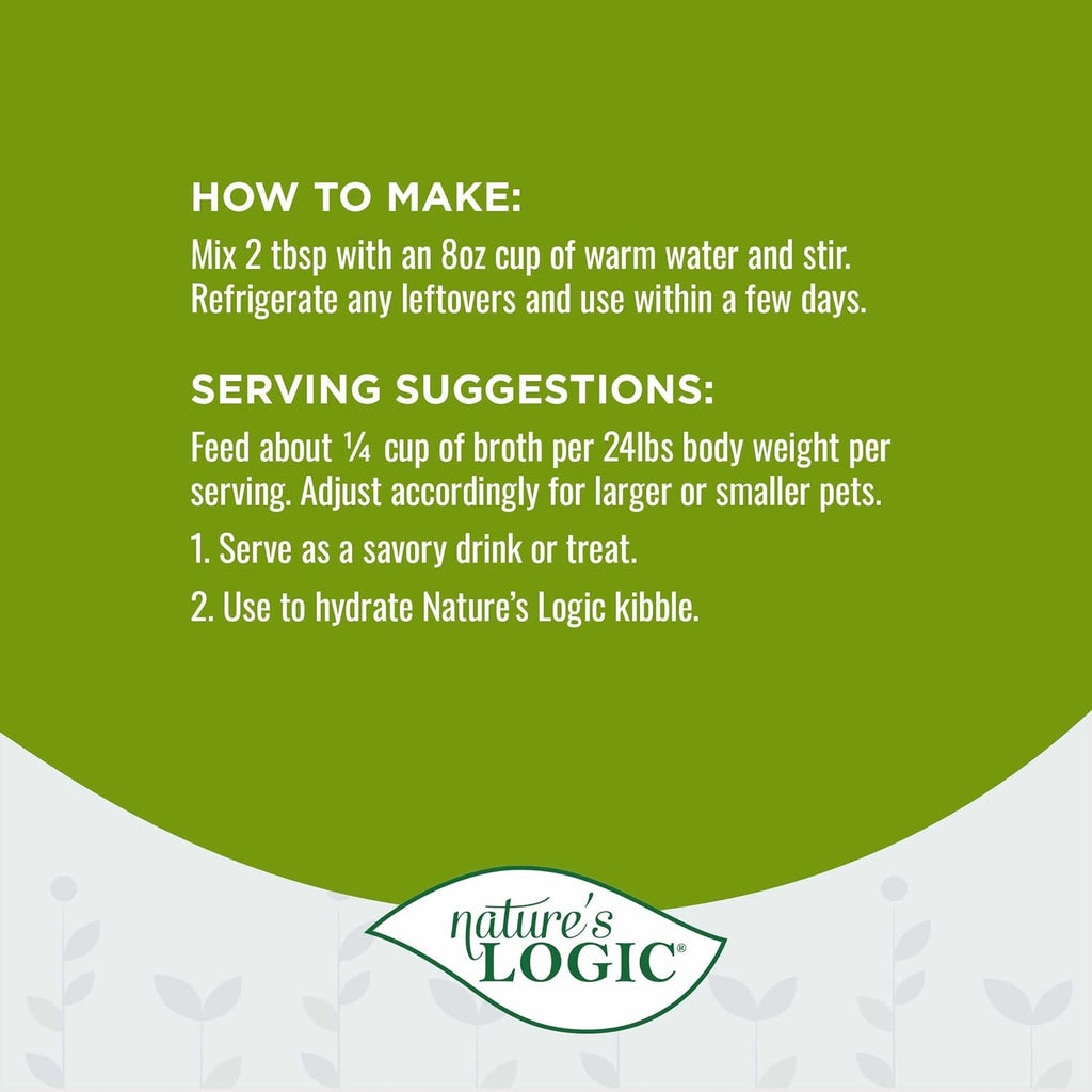Nature's Logic Dehydrated Bone Broth Powder - 100% Natural Dog & Cat Topper - Rich in Glucosamine & Chondroitin - Boosts Immune System - Gluten-Free, No Synthetic Ingredients - Turkey, 6oz