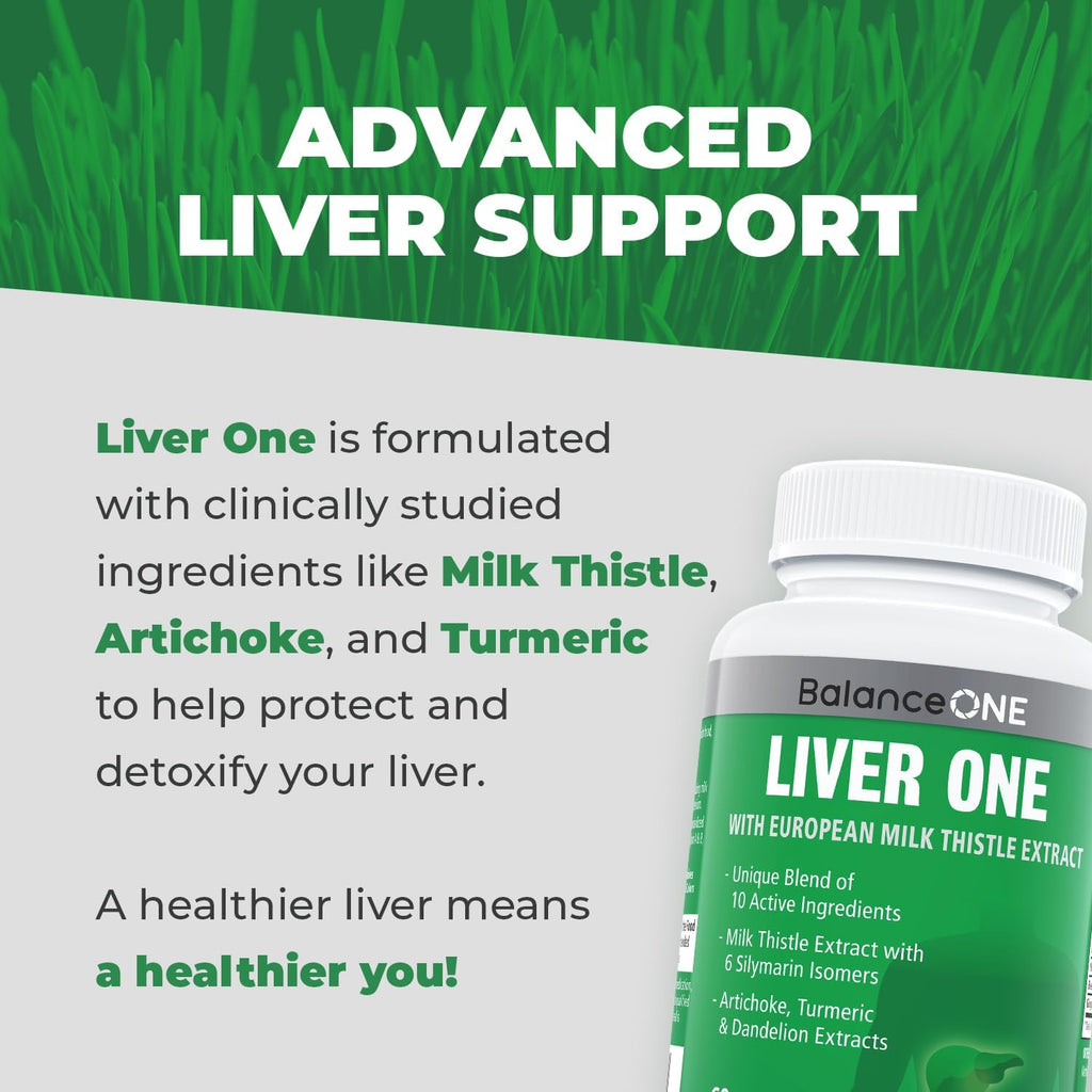 Balance ONE Liver Support Supplement with Milk Thistle Extract, Dandelion Root & Molybdenum – Natural Liver Cleanse, Repair & Detox for Men & Women - Vegan Capsules, 1 Month Supply - Liver One