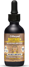 Lifecykel - Shiitake Mushroom Extract with Kakadu Plum- Hair, Skin & Nail Support, Anti Aging Supplement- 100% Organic Mushrooms, Immune Boosting, Vitamin C Made in The US- 2 Fl oz(Packaging May Vary)