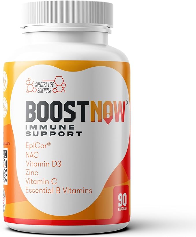 BoostNow Immune Support Capsules, 14-in-1 Formula with EpiCor 500mg, Zinc, Vitamin C, D-3, Elderberry & More - 90 Count