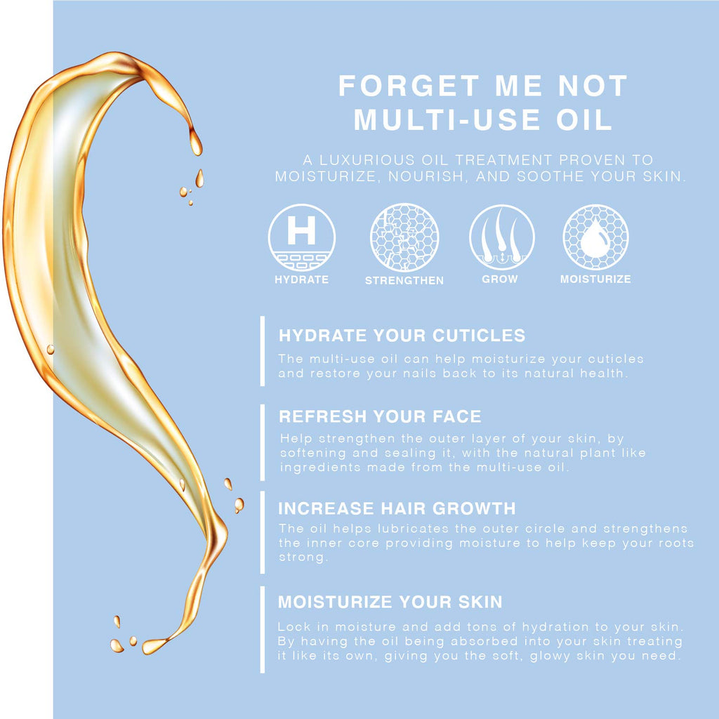 BEAUTE DE PROVENCE Multi-Use Oil for Face, Body and Hair - Forget Me Not - Organic Blend of Apricot, Vitamin E and Sweet Almond Oil Moisturizer for Dry Skin, Scalp and Nails - 4 Fl Oz