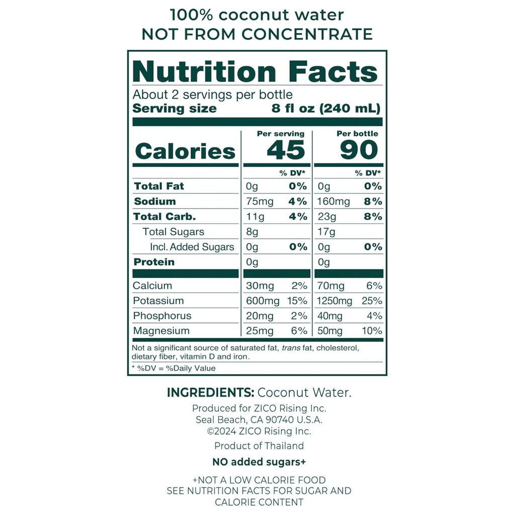 Zico 100% Coconut Water, NO added Sugar, Refreshingly Delicious, Hydration with Electrolytes, 16.9 Fl Oz (Pack of 12)