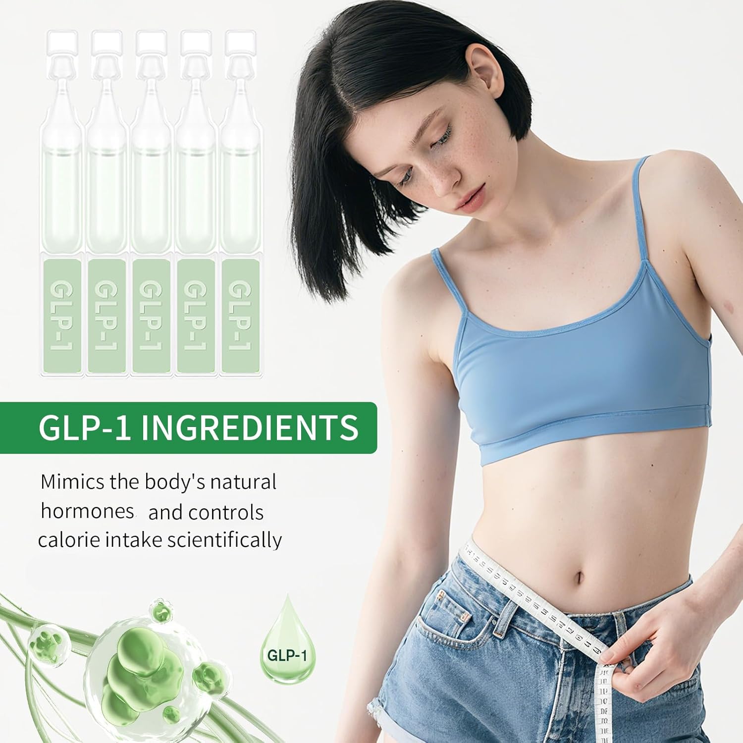 New GLP-1 Supplement Oral Solution，Natural GLP-1 Drops for Women and Men - Portable and Moisturizing for the Skin (10 packs - 1 Box)