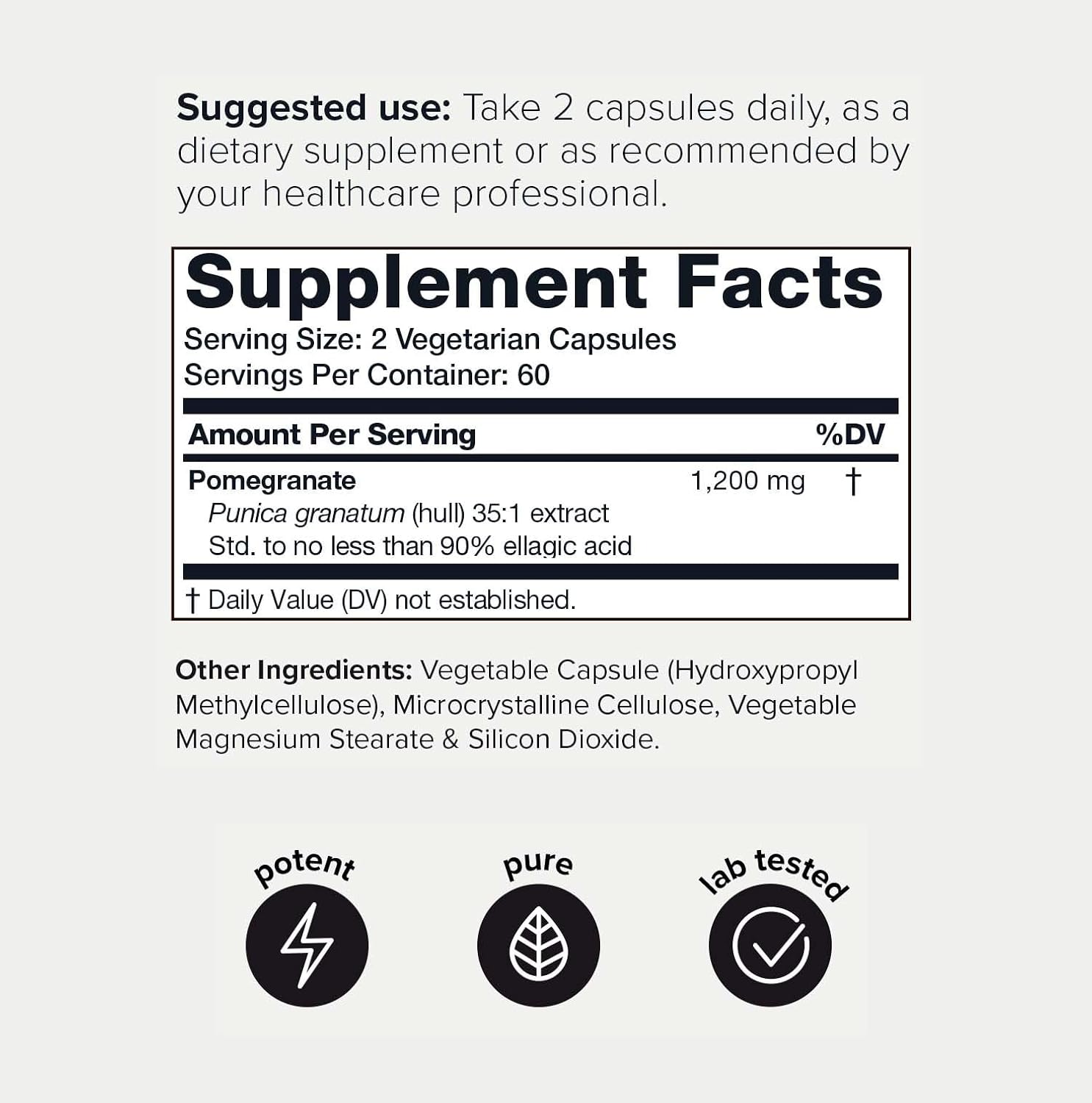 Pomegranate Extract - Ultra High Potency 35:1 Extract with 90% Ellagic Acid - Highly Concentrated - Third-Party Lab Tested - 120 Capsules