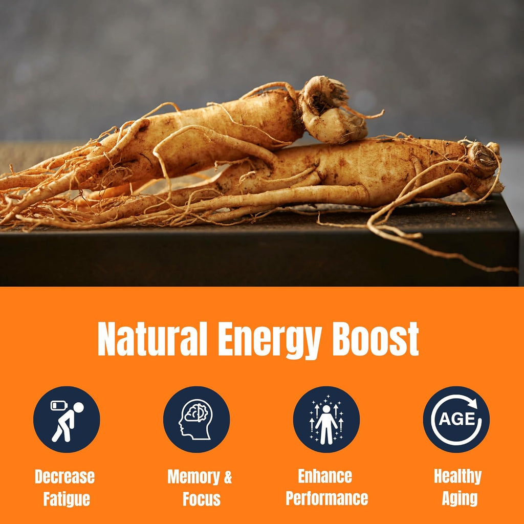 Triple Ginseng Complex, Ultra Potency 15% Ginsenosides from 3 Panax Ginseng Extract for Energy, Memory, Vitality & Immune Support, Healthy Aging for Elderly, 30 Tablets