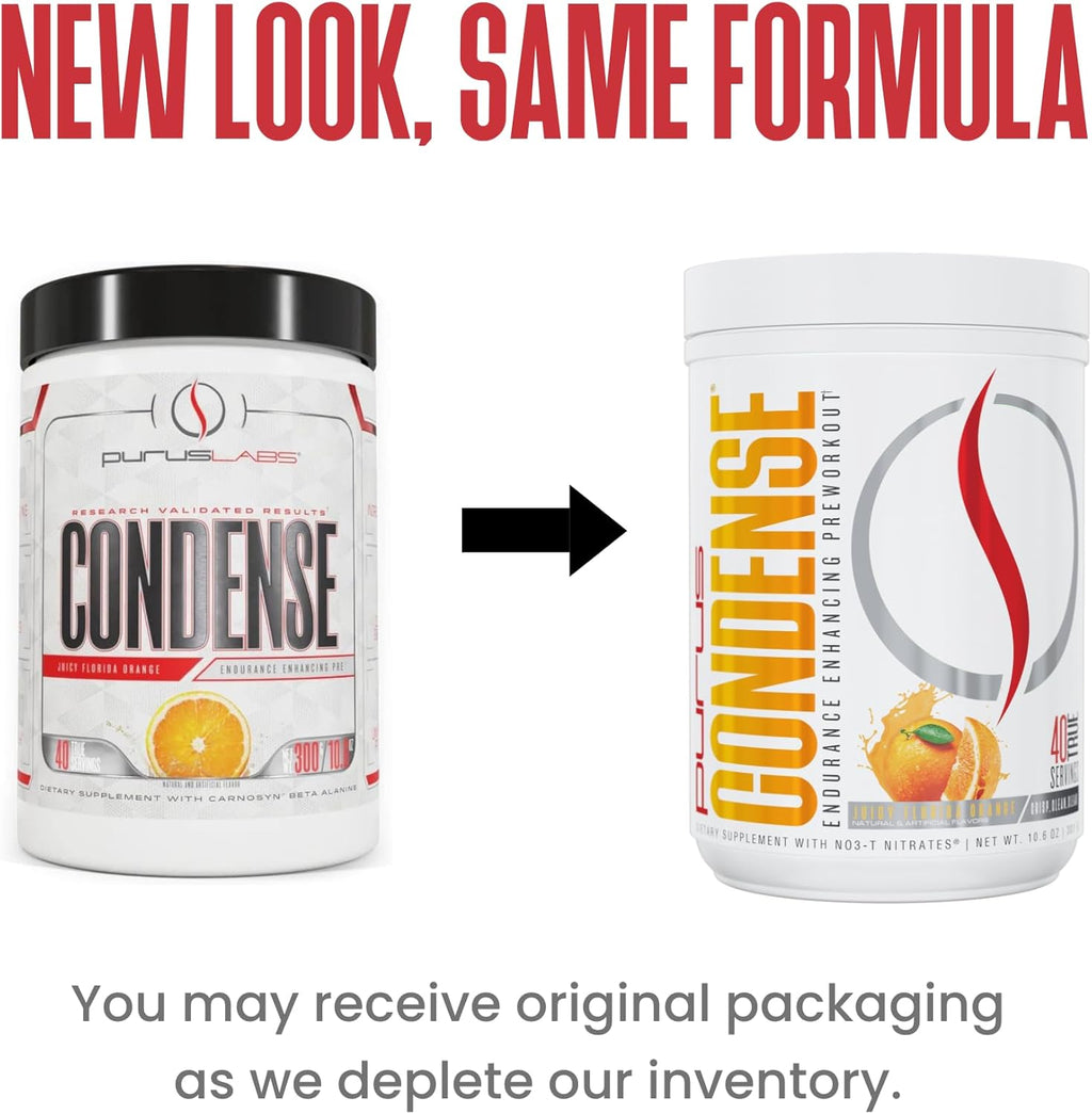 Purus Labs CONDENSE PreWorkout Powder, 40 Servings (Juicy Florida Orange)