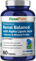 NusaPure Renal Support + Alpha Liopic Acid 165.4 mg Vegetarians Vegans, Non-GMO Per 60 Tablets