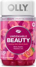 OLLY Undeniable Beauty Gummy, for Healthy Hair, Skin & Nails,* Biotin, Vitamins C & E, Keratin, Chewable Supplement, Grapefruit Flavored, 60 Day Supply - 120 Count