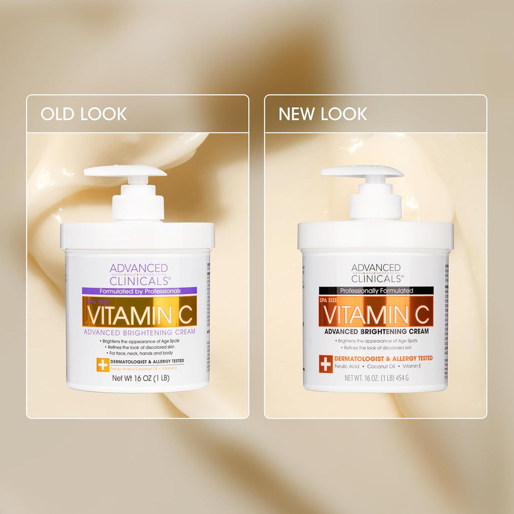 Advanced Clinicals Retinol Body Lotion + Brightening Vitamin C Lotion 2pc Skincare Set For Women & Men | Body Cream & Face Moisturizer Set Helps Improve The Look Of Dark Spots & Uneven Skin Tone, 2PC