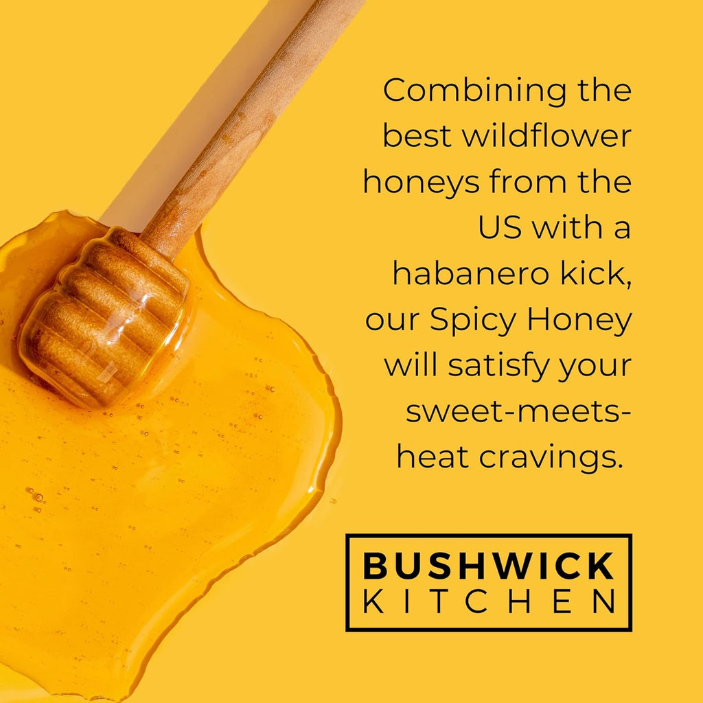Bees Knees Spicy Hot Honey Bulk Bottle, Raw Honey for Tea, Sweet with a Kick, Infused with Habanero Peppers & Made in the USA, Pure & All Natural, Unfiltered & Gluten Free, 92oz
