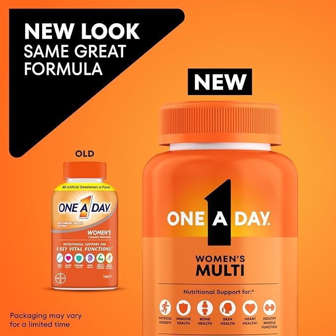 One A Day Multivitamin for Women- Daily Vitamins for Woman with Biotin, Calcium, Folic Acid, Iron & Zinc, Complete Women’s Vitamins, 200 Ct (Packaging May Vary)
