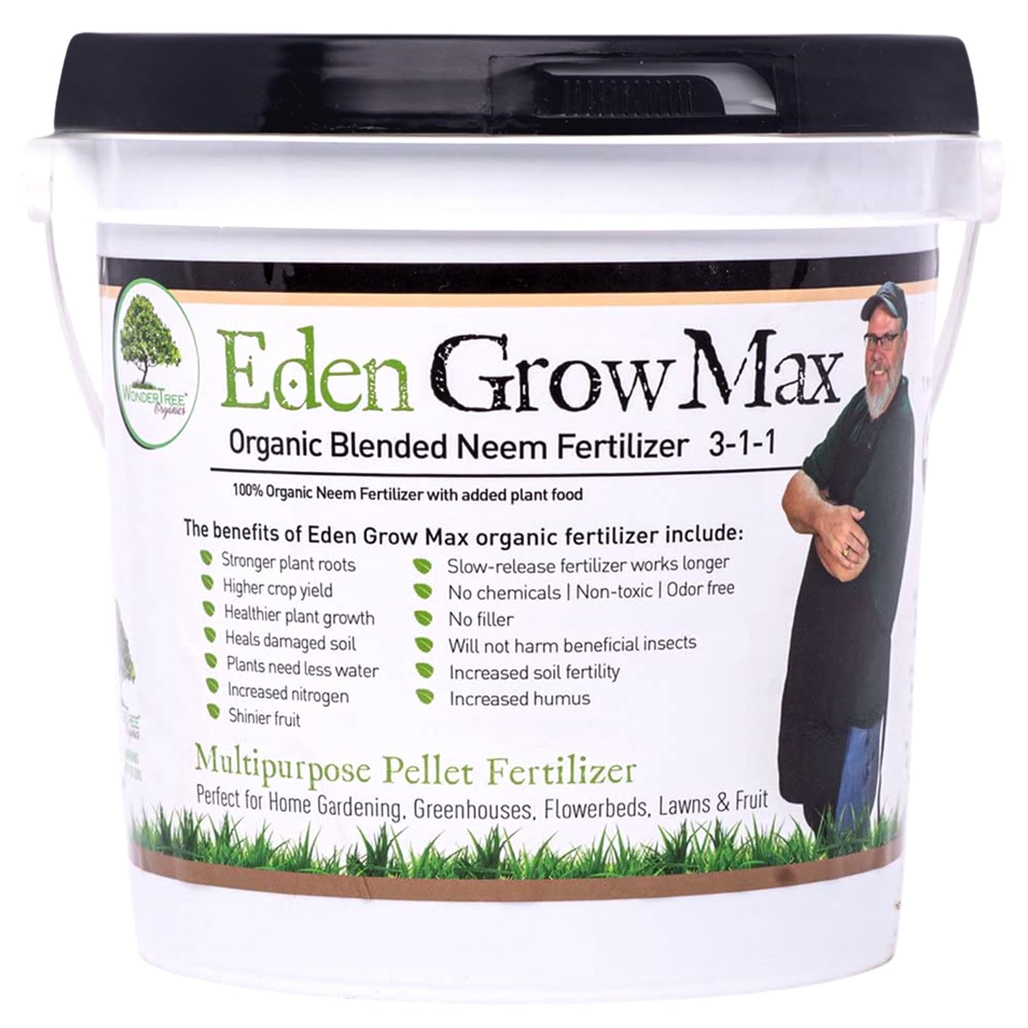 Eden Grow Max Organic Blended Neem Cake | Perfect for Home Gardening, Fruits, Lawns & Flowers | OMRI Listed (5lbs)