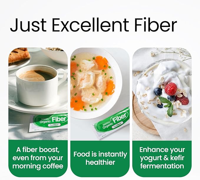 LABO Nutrition Bioactive Organic Fiber – Sunfiber PHGG Soluble Prebiotic Fiber - Digestive Regularity & Gut Health – Partially Hydrolyzed Guar Gum, Low FODMAP, Unflavored, Vegan, Non-GMO, 30 Sachetsx3