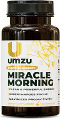 UMZU Miracle Morning Energy Supplement with Caffeine & Energy Enhancers | 150mg of Caffeine Supports All Day Focus, Productivity & Mood (30 Day Supply | 30 Capsules)