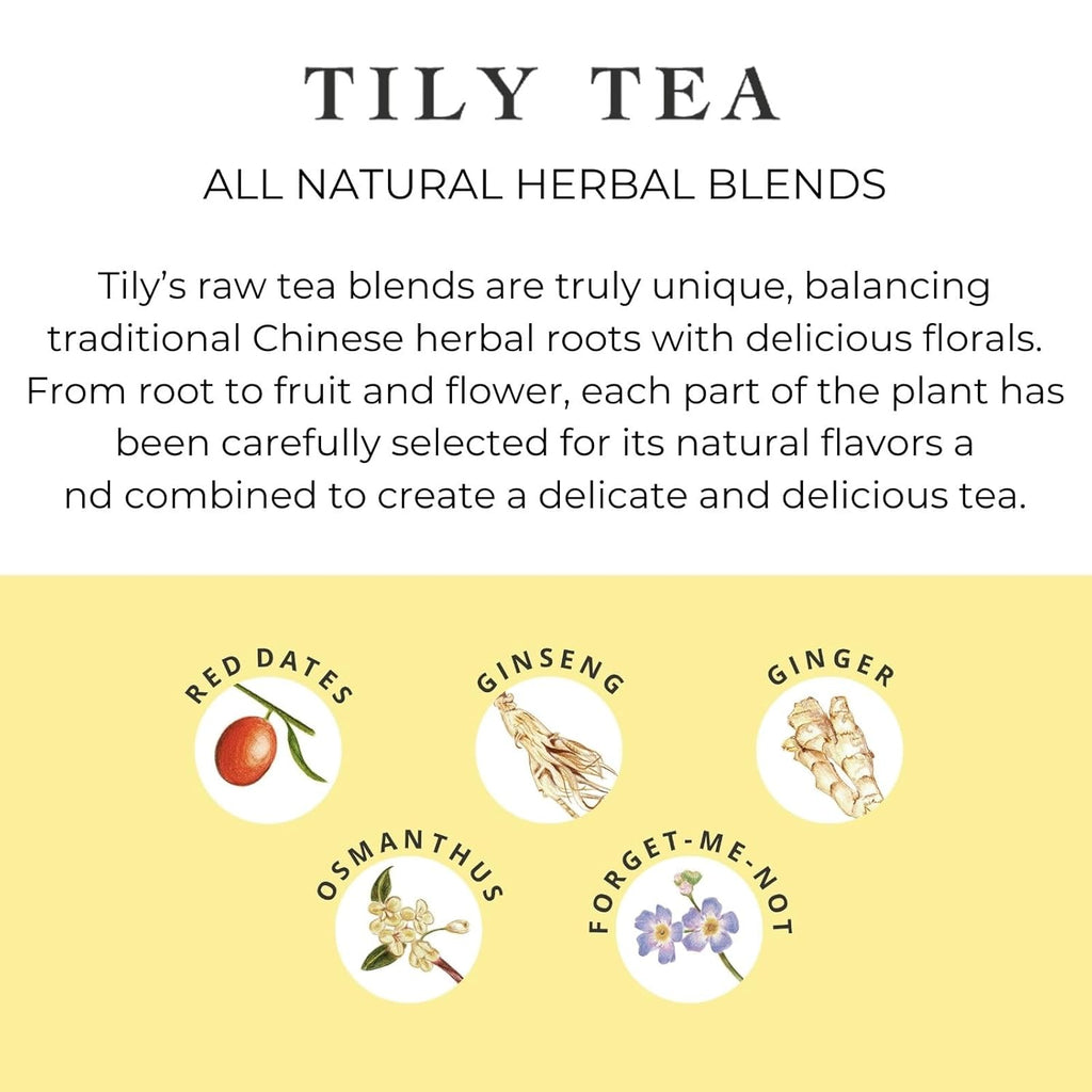 Tily Tea Morning Shine Breakfast Tea - Natural Herbal Tea - Ginger and Ginseng - Caffeine Free - 10 Plastic-Free Teabags