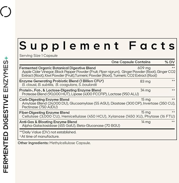 Codeage Fermented Digestive Enzymes Supplement 3-Month Supply - 14 Digestive Enzymes, Probiotics, Prebiotics, Fermented Botanicals, Plant-Based Multi Pancreatic Enzymes - 1 Capsule a Day - 90 Capsules