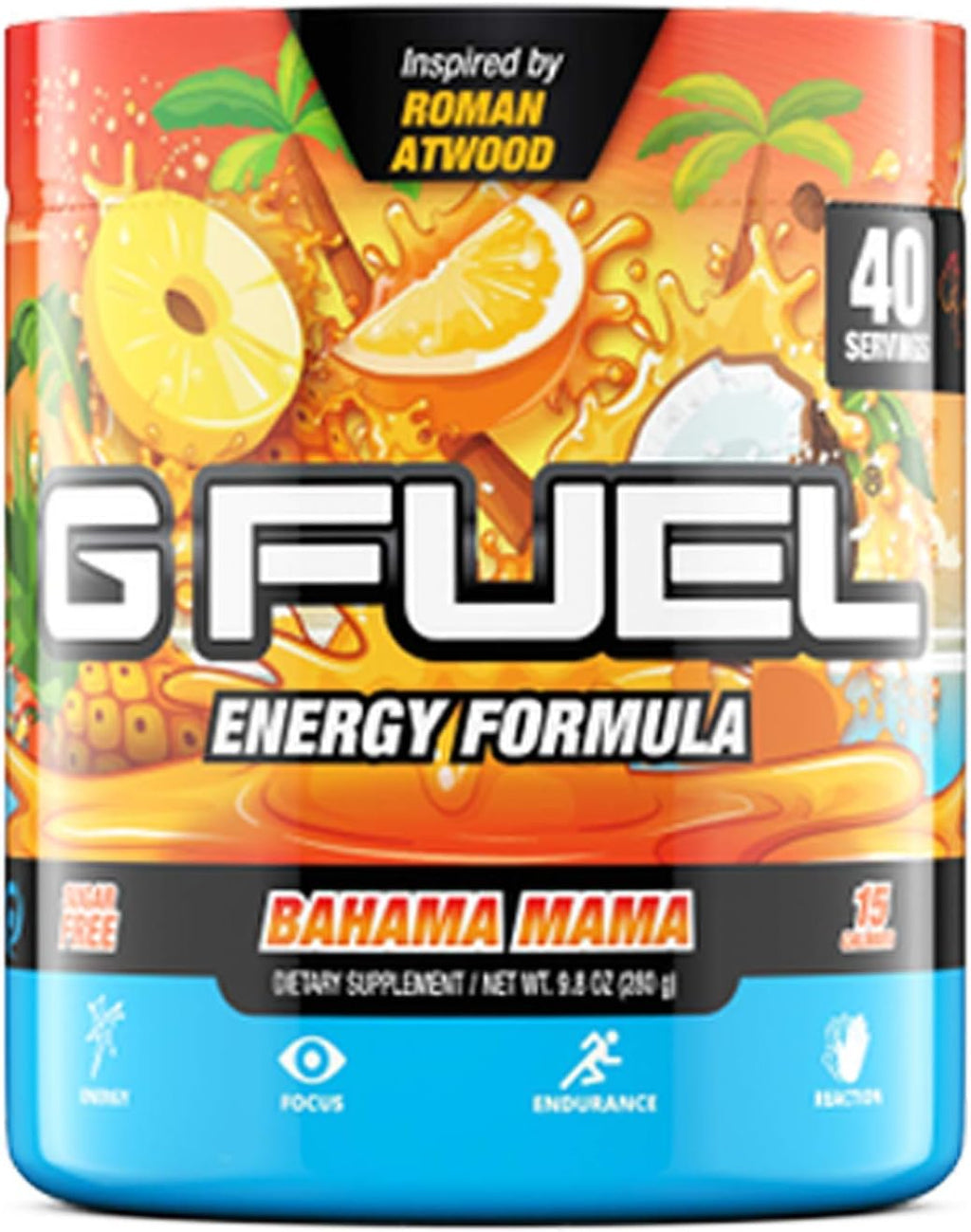 G Fuel Bahama Mama Energy Drink Powder, Pre Workout Caffeine Mix for Gaming, Sugar Free Focus Amino, Vitamin + Antioxidants, 9.9oz (Coconut & Pineapple, 40 Servings)