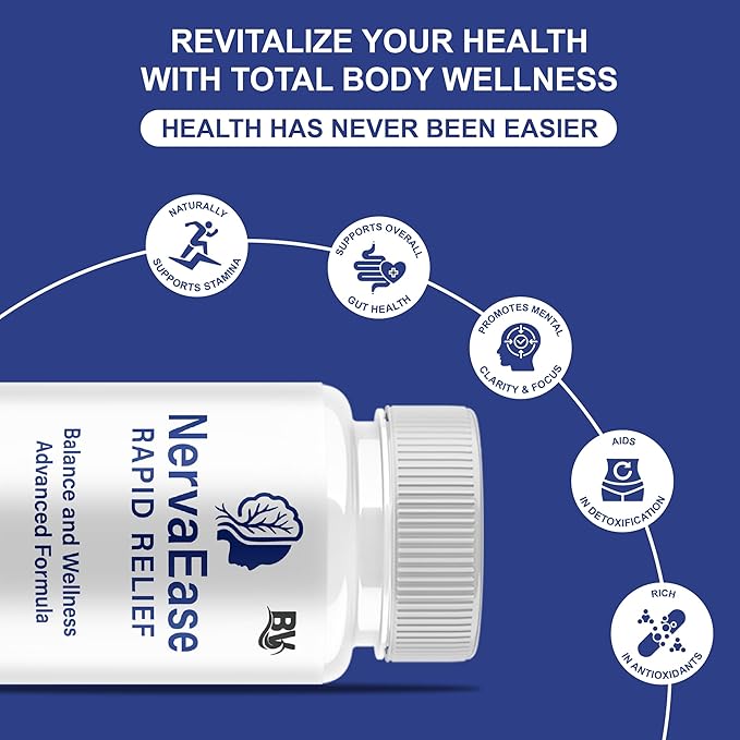 BLUE VIBE NervaEase Premium Health & Wellness Nootropic Supplement, NervaEase Advanced All Natural Health Management & Overall Support Supplement Formula Pills (5 Pack - 300 Capsules)
