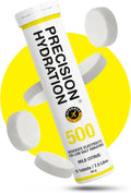 Precision Hydration Electrolyte Tablets - Multi Strength Effervescent Hydration Tablets - Combats Cramp - Low Calorie, Gluten Free, Vegan/Vegetarian Friendly (1 Tube, 500mg/L - Yellow Tube)