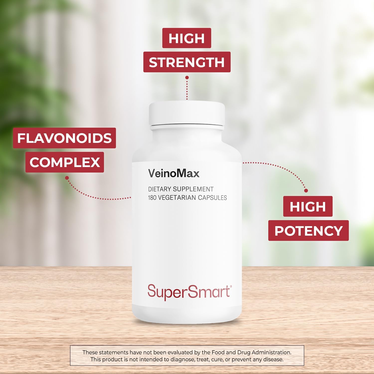 Supersmart - VeinoMax (Advanced Complex) - with Diosmin, Hesperidin, Horse Chestnut, Vitexin - Veins Supplement | Non-GMO & Gluten Free - 180 Vegetarian Capsules