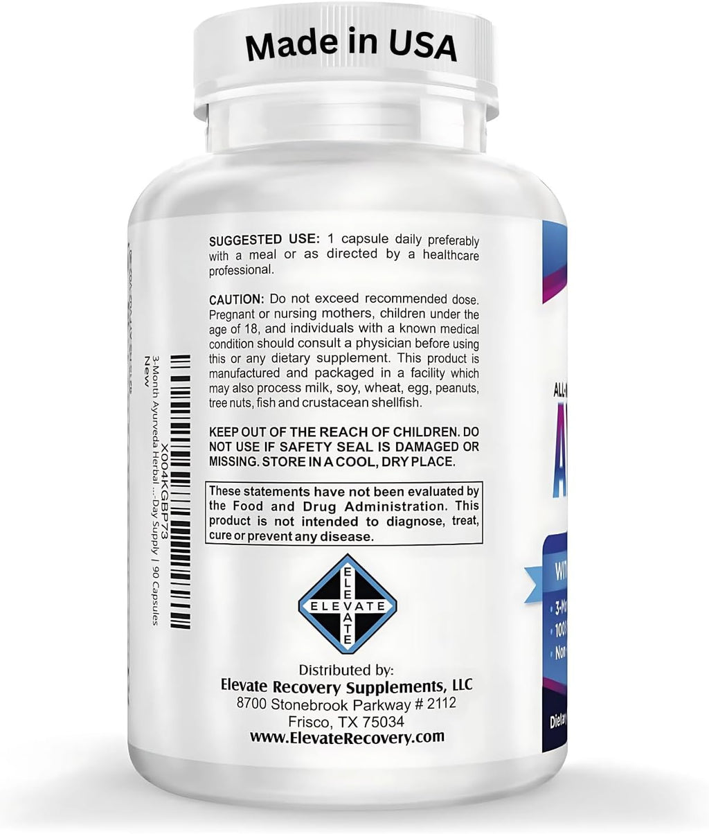 17-in-1 AYURVEDA Supplements (3-Month Bulk Supply) | Traditional Blend of Ayurvedic Herbs | Overall Health & Wellness Support Supplement | Strong Mind, Body & Spirit | Ayurveda Products | 90 Capsules