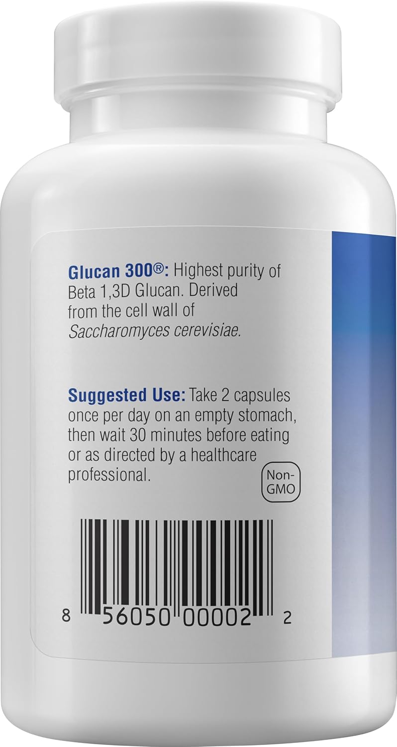 Immune Support Supplement Highly Purified Beta Glucan 500 mg per Capsule beta glucan Fiber Supplement (Pack of 2-500mg beta glucan Powder per Capsule)