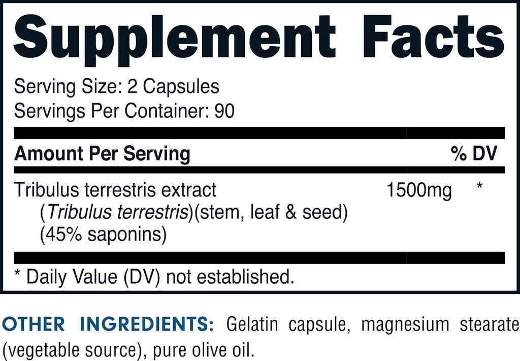 Bucked Up Tribulus 1500mg Per Serving, Essentials (90 Servings, 180 Capsules)