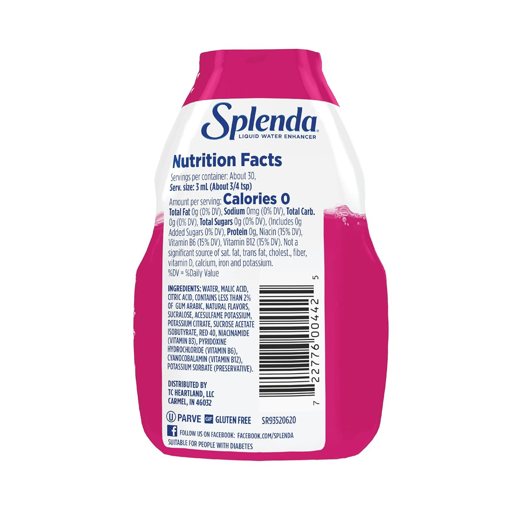 SPLENDA Liquid Water Enhancer Drops, Sugar Free, Zero Calorie, Natural Flavor, Concentrated Drink Mix, 3.11 Fl Oz Each Bottle (Strawberry Watermelon, 1 Pack)