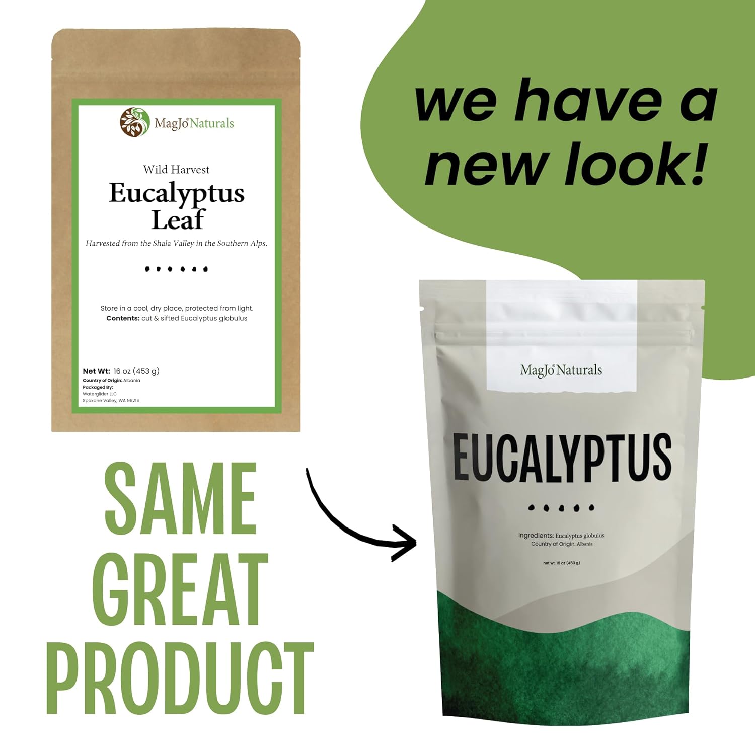 MagJo Naturals Dried Eucalyptus Leaf Cut & Sifted (16 Oz) Herbal Tea, Packaged in the USA with Resealable Bag